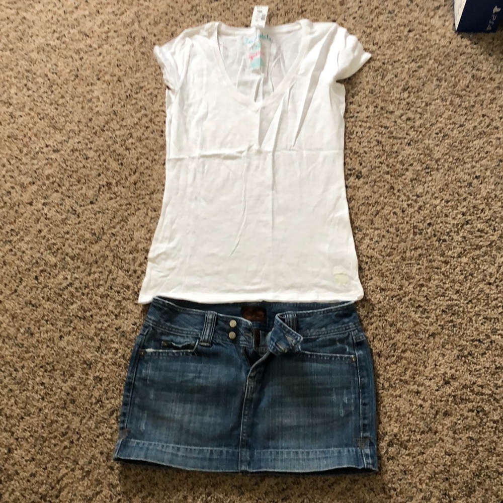 Aeropostale denim skirt and shirt